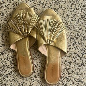 Loeffler Randall Gold Pleated Mules